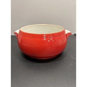 HALL’S Superior Quality Kitchenware USA Double Handle Casserole Dish Red 2QT Vtg